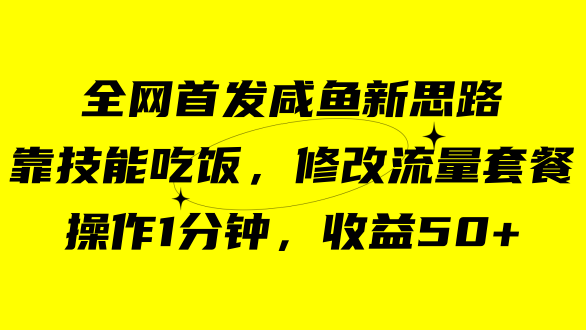 （7508期）咸鱼冷门新玩法，靠“技能吃饭”，修改流量套餐，操作1分钟，收益50