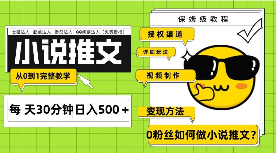 （7912期）Ai小说推文,每天30分钟日入500＋，从0到1完整教学（七节课）⭐Ai小说推文每天20分钟 授权渠道 引流变现 从0到1完整教学（7节课）