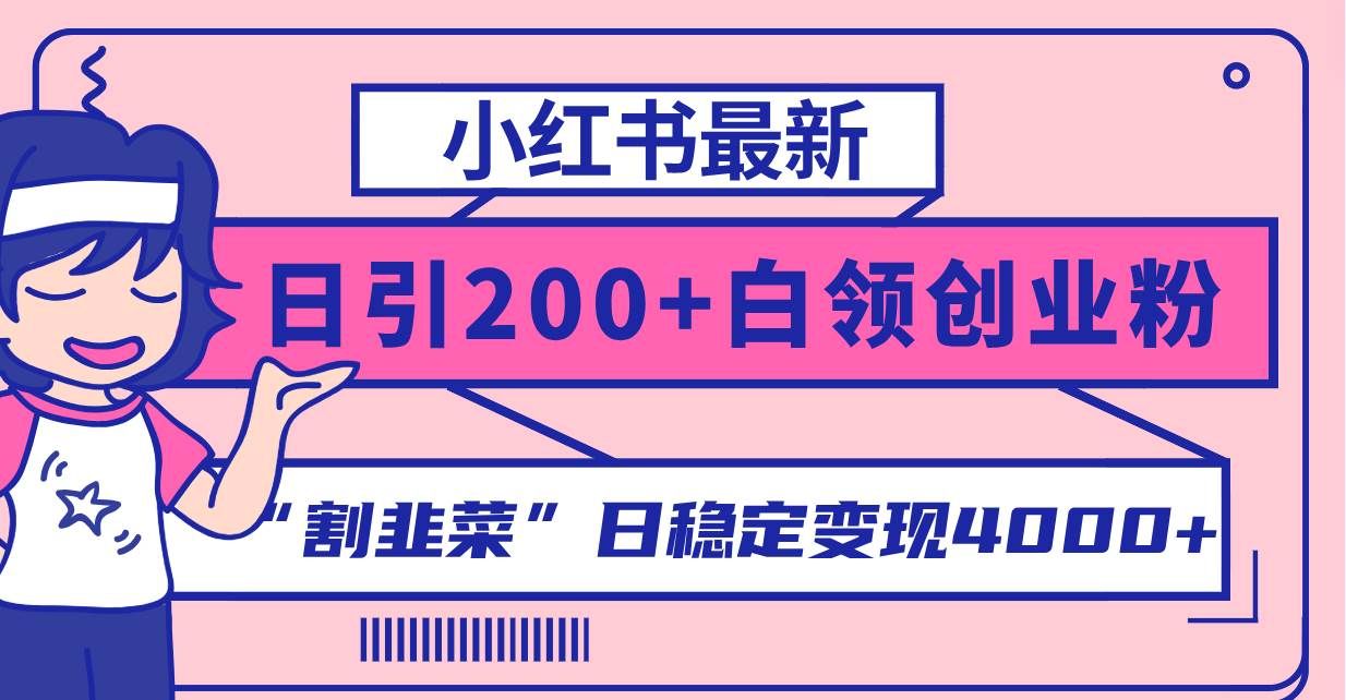（8052期）红书引流白领创业粉⭐小红书最新日引200 创业粉”割韭菜“日稳定变现4000 实操教程！