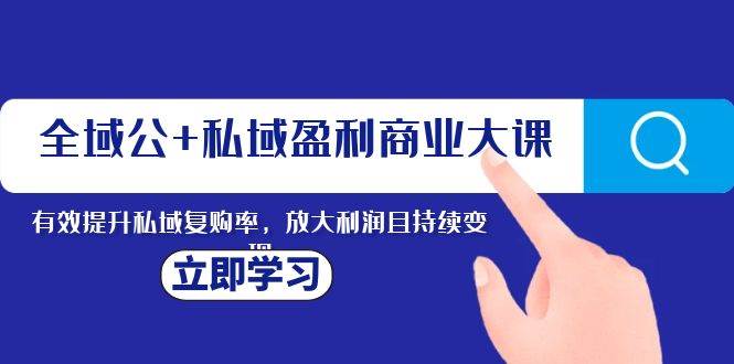 （8045期）全域公+私域盈利商业大课，有效提升私域复购率，放大利润且持续变现⭐全域公 私域盈利商业大课，有效提升私域复购率，放大利润且持续变现