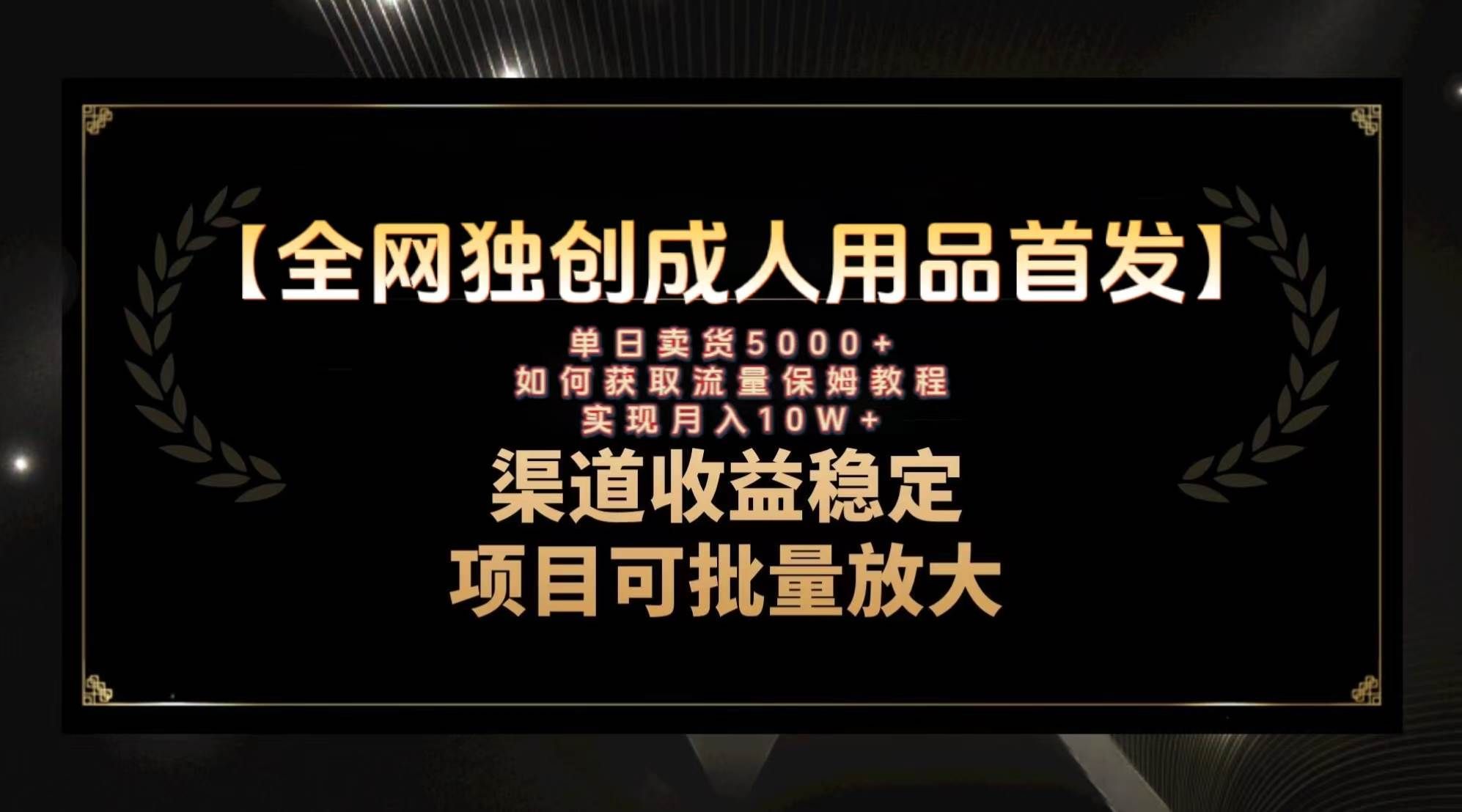 全网独创首发成人用品单日卖货5000+，如何获取流量卖货1.0保姆教学⭐最新全网独创首发，成人用品赛道引流获客，保姆级教程