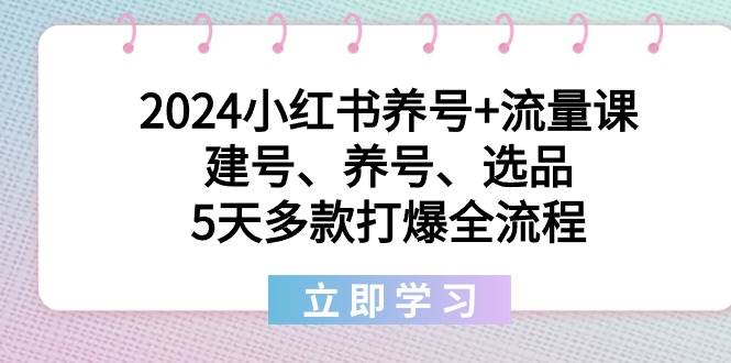 （8974期）2024小红书养号+流量课：建号、养号、选品，5天多款打爆全流程⭐2024小红书养号 流量课：建号、养号、选品，5天多款打爆全流程