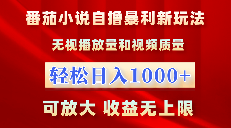 番茄小说新玩法！无视播放量，轻松一天1000 ，可放大，收益无上限！-云创宝盒