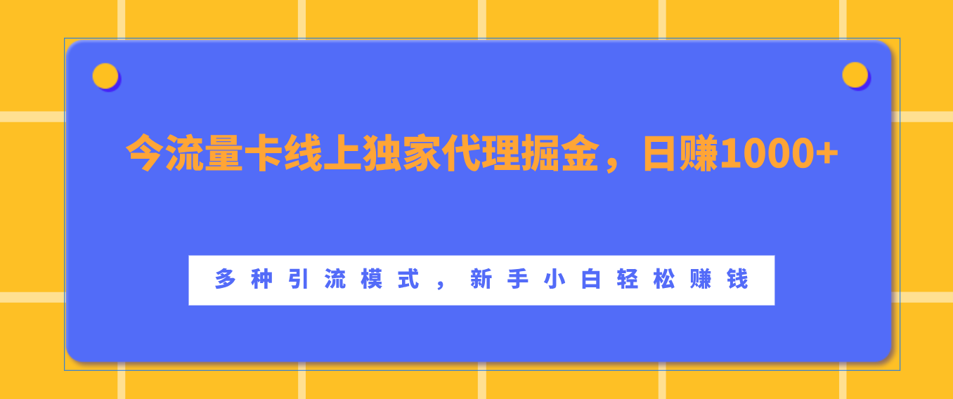 流量卡线上独家代理掘金，一天1000  ，多种引流模式，新手小白轻松赚钱-云创宝盒