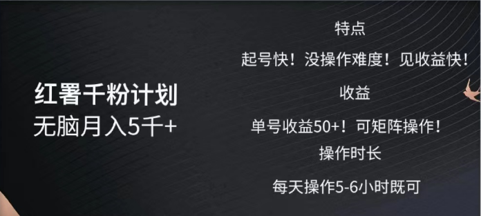 红薯千粉计划无脑一个月5千?！既做既赚！-云创宝盒