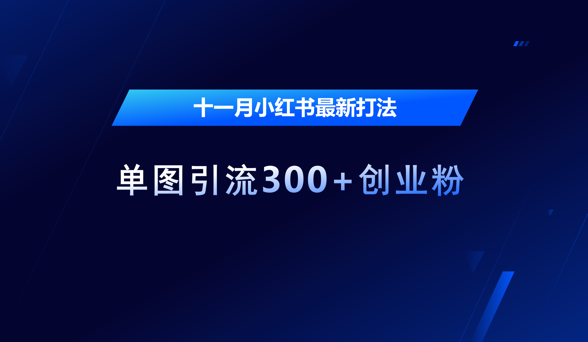 十一月，小红书最新打法，单图引流300 创业粉-云创库