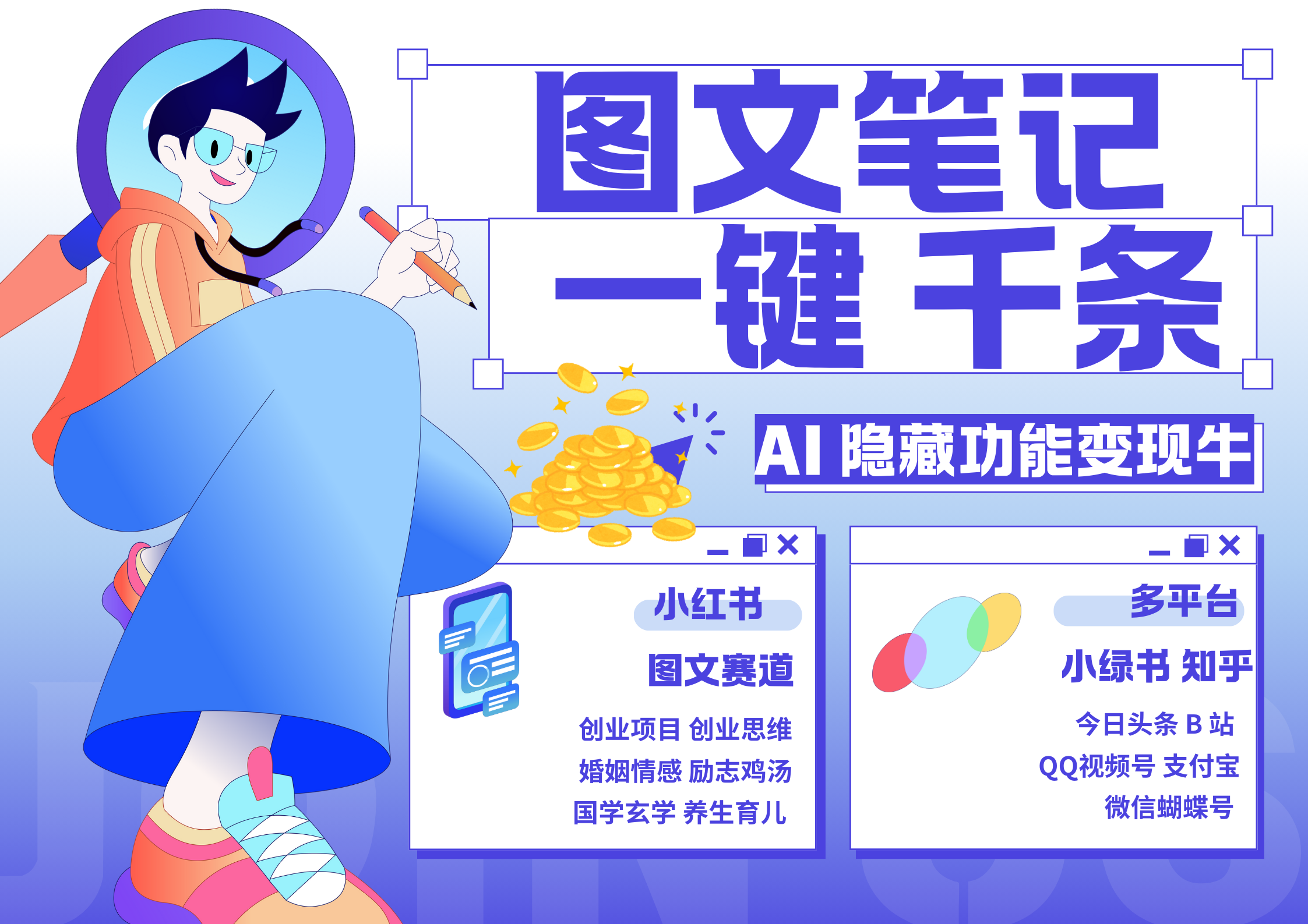 小红书小绿书 秒生图文一键千条 轻松变现3W-云创库