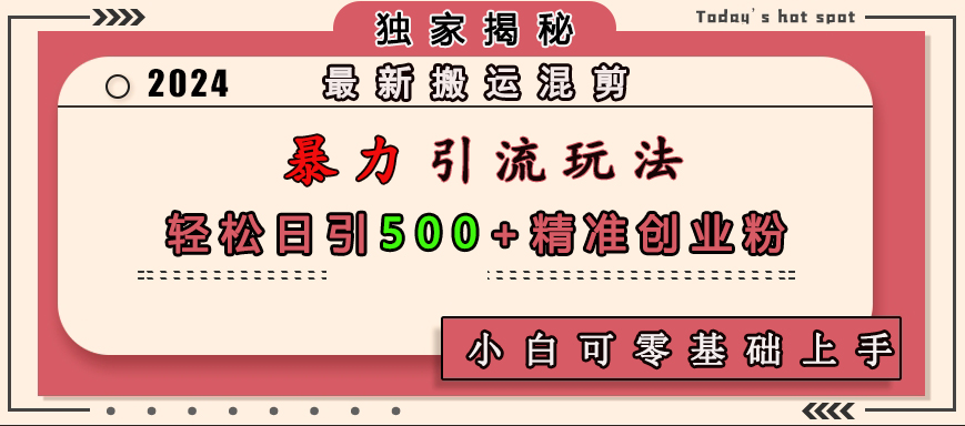 最新混剪玩法，轻松日引500 精准创业粉，小白可零基础上手-云创库