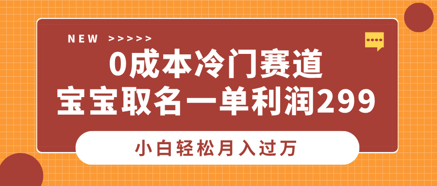 0成本冷门赛道，宝宝取名一单利润299-云创库