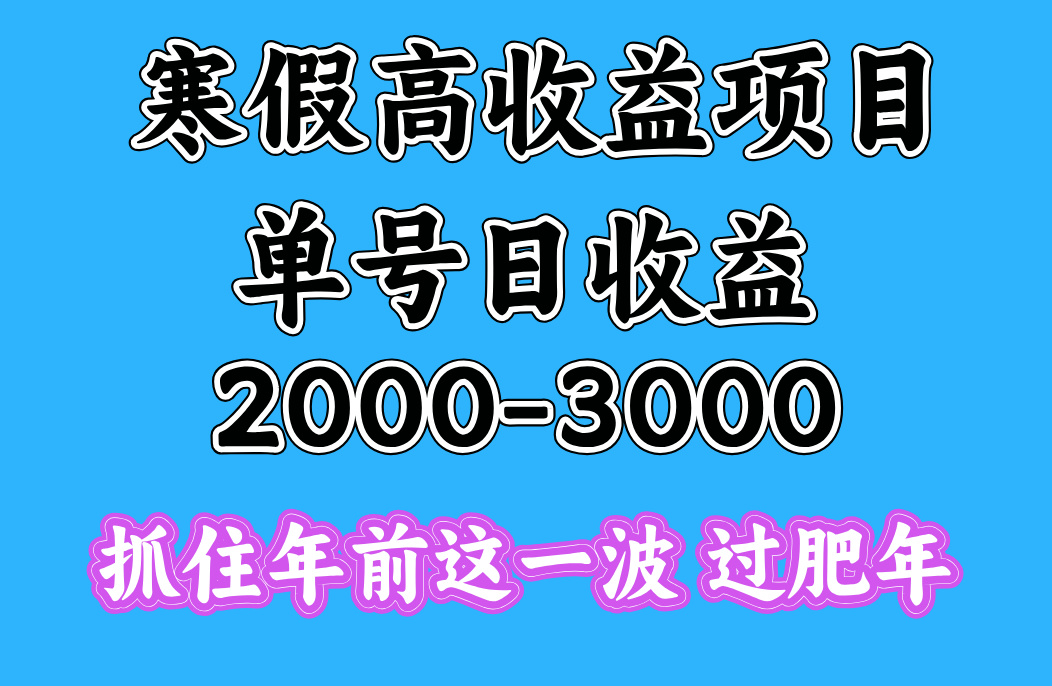 寒假期间一天收益2000-3000 ，抓住年前这一波-云创库