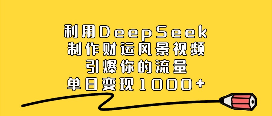 利用DeepSeek制作财运风景视频，单日变现1000+