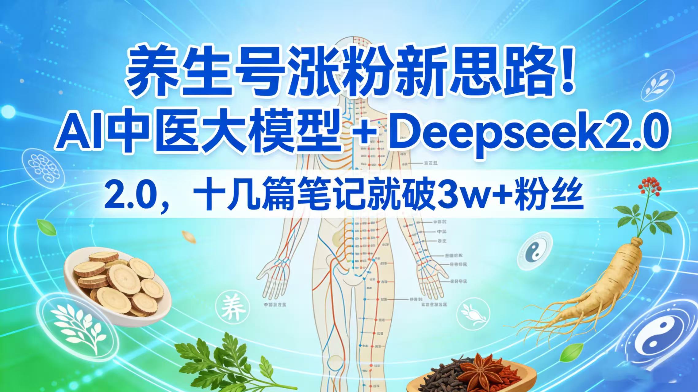 养生号涨粉新思路！AI 中医大模型 + Deepseek 2.0，十几篇笔记就破 3w + 粉丝