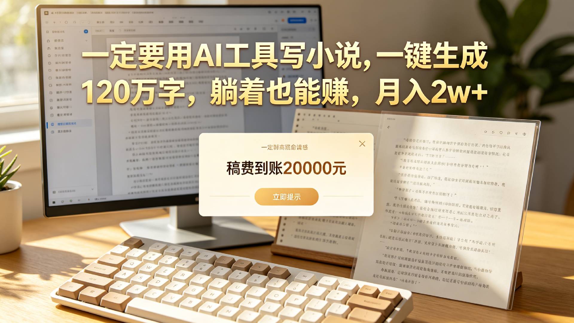 一定要用AI工具写小说,一键生成120万字