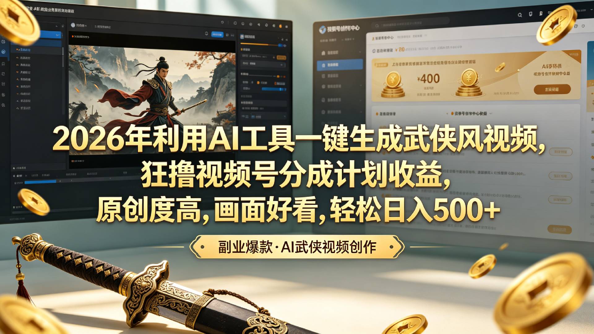 2026年利用AI工具一键生成武侠风视频，原创度高，画面好看