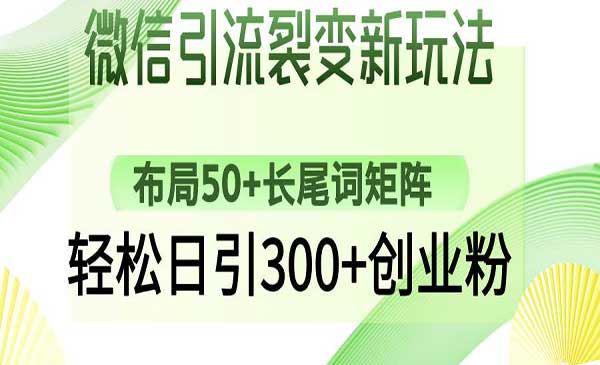微信引流裂变新玩法布局50+长尾词矩阵轻松日引300+创业粉