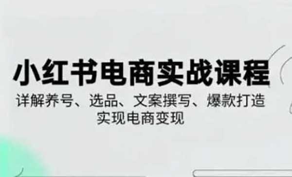 小红书电商运营实战课程，涵盖2023至2025年爆款打造最新玩法